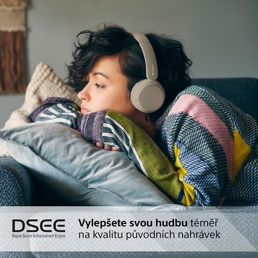 Sony WH-CH520, béžová, technologie DSEE