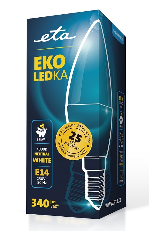 žárovka ETAC37W7NW01, LED technologie, úspora