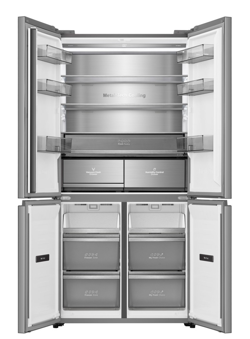 Americká chladnička Hisense RQ768N4GVE, nerez, technologie Flexi Hinge