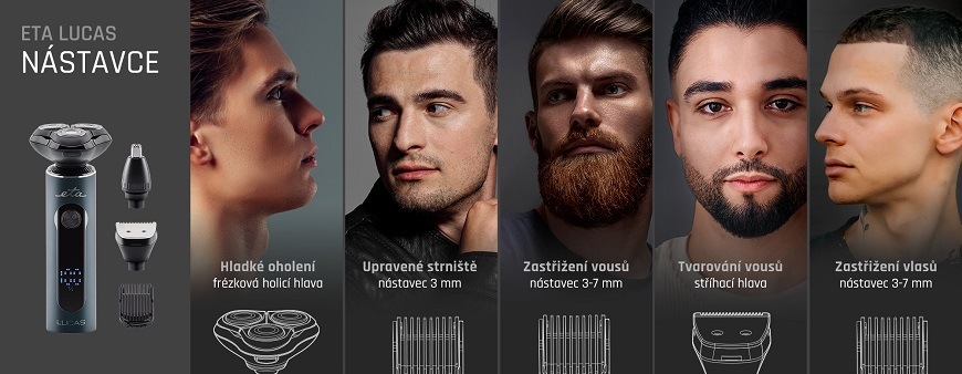 Frézkový holicí strojek ETA Lucas, nástavce