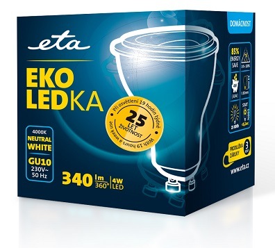 žárovka ETAGU10W4NW01 LED