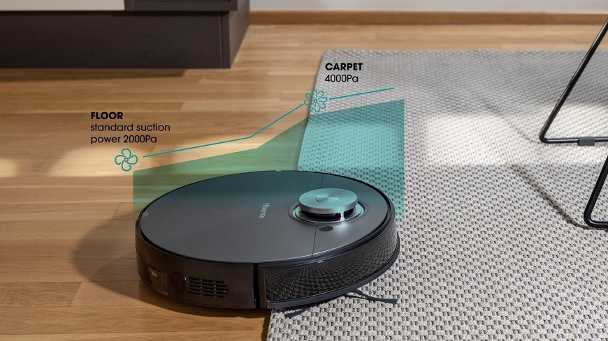 Robotický vysavač Hisense RVCLS144AB, černý, Detekce koberců