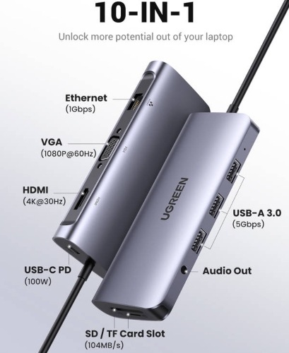 UGREEN 10 in 1, 4K HDMI