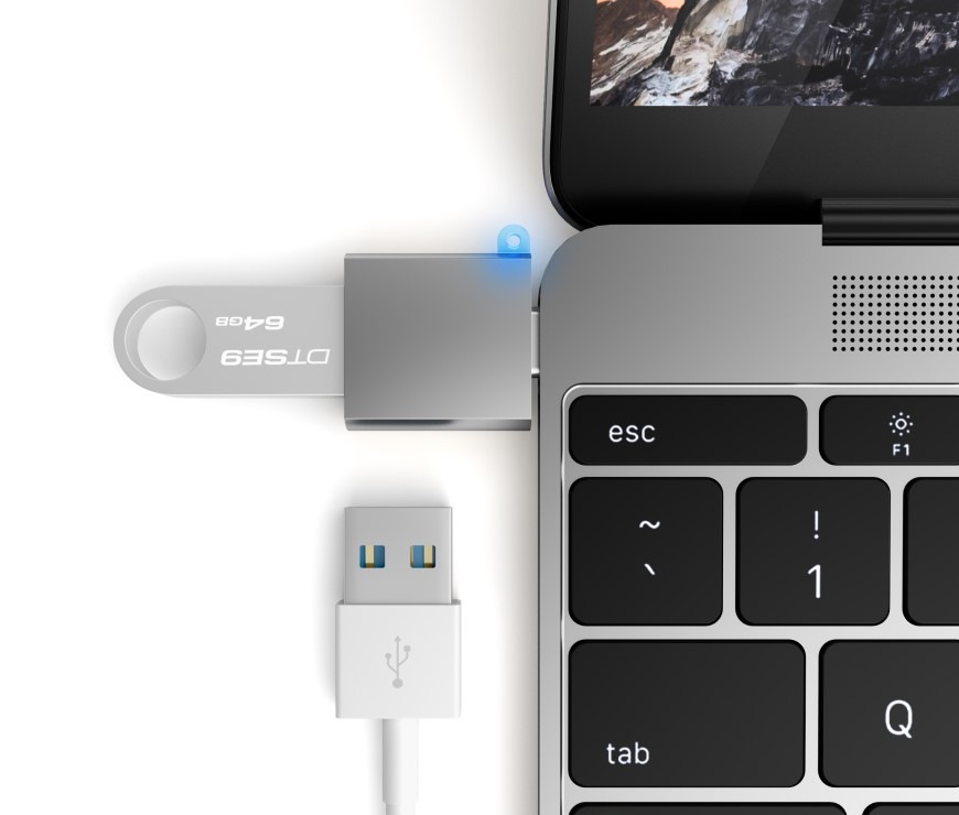 Redukce Satechi USB 3.0/USB-C - šedá