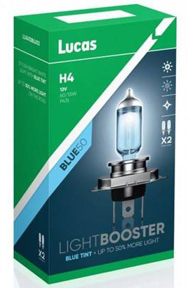 Autožárovka Lucas LightBooster H4 12V 60/55W + 50% Blue 2ks
