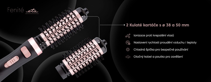 Rotační kulmofén ETA Fenité, vlastnosti