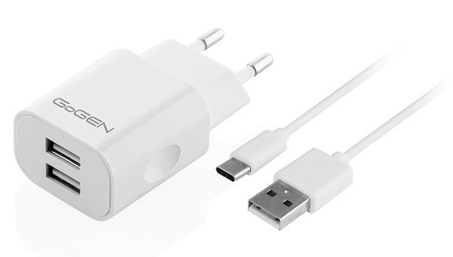 Nabíječka GoGEN ACH 205, USB-C kabel, bílá