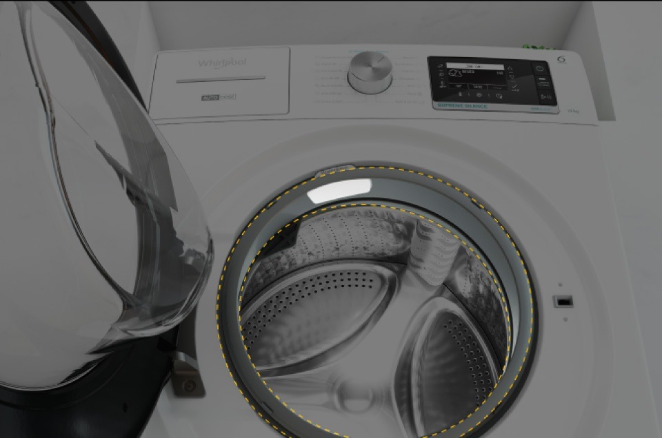 Pračka Whirlpool W7X W845WB CS, speciální antibakteriální úprava těsnění bubnu