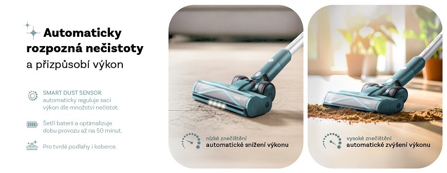 Tyčový vysavač ETA Lunar, smart dust senzor