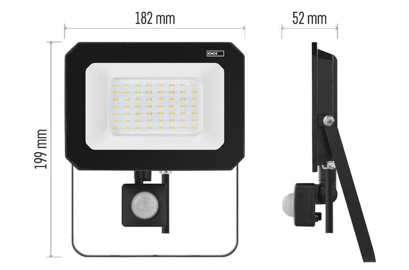 Reflektor EMOS SIMPO 50W 5000LM IP44 NW PIR - černý