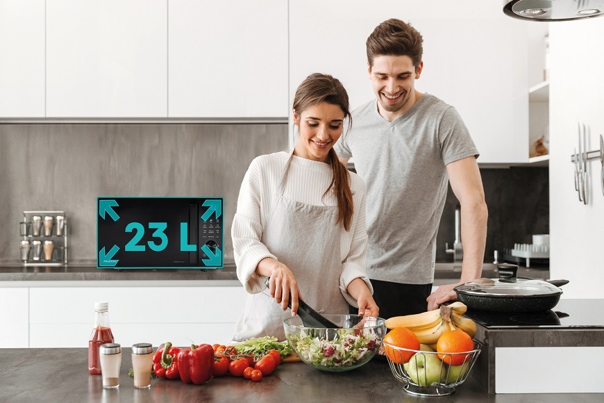 Mikrovlnná trouba Hisense H23MOBSD1HG, černá, 23 litrů objem