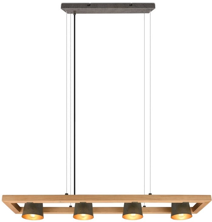 Závěsné svítidlo TRIO Bell, 4x E14 - dřevo/kovové