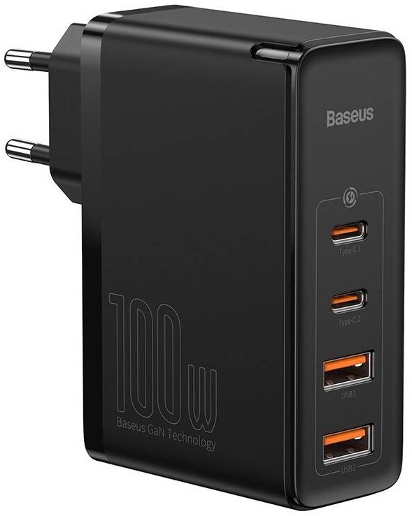 Baseus GaN2 Pro, 2× USB-C, 2× USB-A, 100W, černá