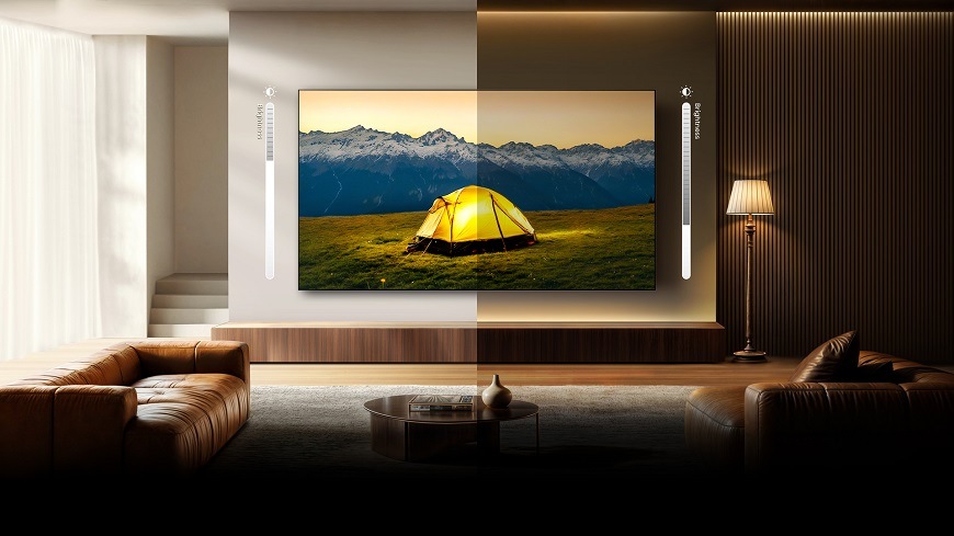 Hisense TV 50E8Q, senzor světla
