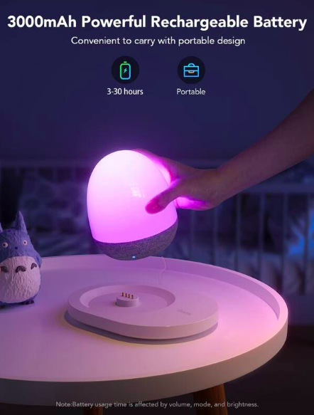 Noční světlo Govee RGBICW Smart LED s reproduktorem - bílé