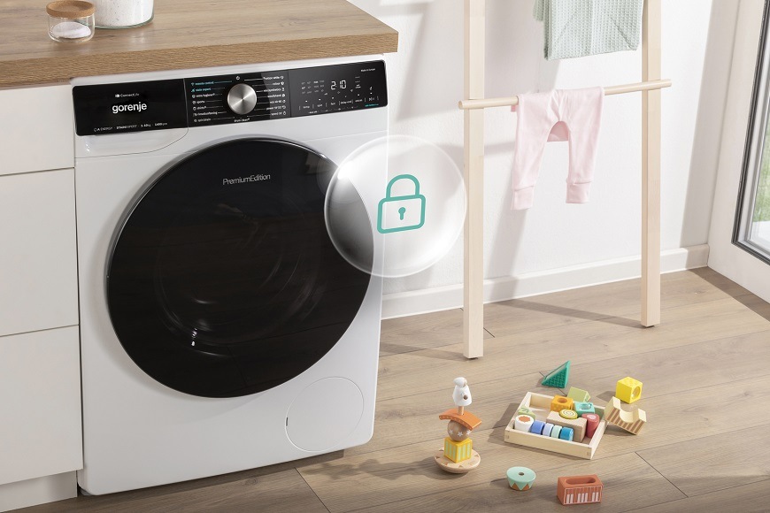 Pračka Gorenje WPNEI84SBSWIFI, bílá, dětský zámek
