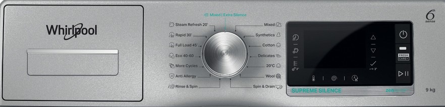 Pračka Whirlpool Supreme Silence W6 W945SB EE, stříbrná