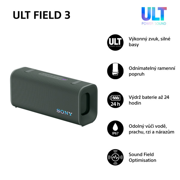 Přenosný reproduktor Sony ULT FIELD 3, šedo-zelený