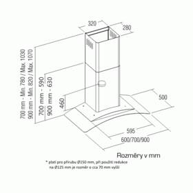 Odsavač par CATA KYROS GLASS TC3V DurAlum Halogen 700 nerez
