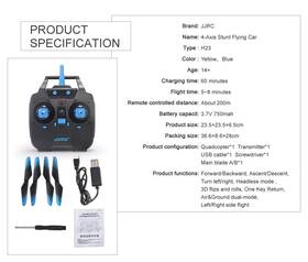 Mini Dron JJR/C H23 2.4G 4 kanálový, 6osý gyroskop žlutá barva
