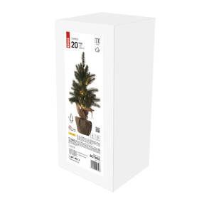 LED dekorace EMOS 20 LED vánoční stromek, 52 cm, 3x AA, vnitřní, teplá bílá, časovač 
