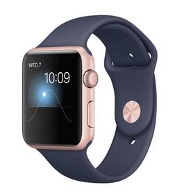 Chytré hodinky Apple 42mm pouzdro z růžově zlatého hliníku – půlnočně modrý sportovní řemínek 
