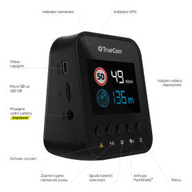 Autokamera TrueCam H25 GPS 4K (s hlášením radarů) černá barva
