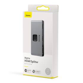 HDMI rozbočovač Baseus Matrix HDMI Splitter 2v1/1v2 šedá barva
