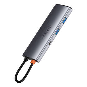  Baseus Metal Gleam Series 7v1 HUB USB-C (USB-C PD 100W, USB-C, 2x USB 3.0, HDMI, SD/TF port) šedá barva
