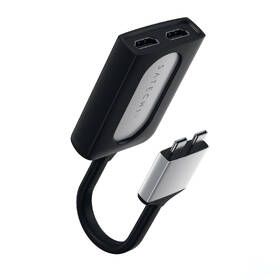 USB Hub Satechi USB-C Dual HDMI Adapter stříbrná barva

