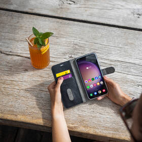 Pouzdro na mobil flipové FIXED Opus na Samsung Galaxy A14/A14 5G černá barva
