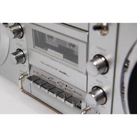 Radiomagnetofon s DAB+/CD GPO Brooklyn stříbrná barva
