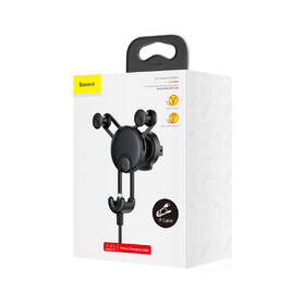 Držák na mobil Baseus YY vehicle-mounted charging holder Lightning kabel černá barva
