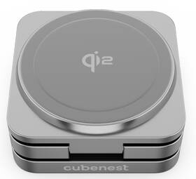 Bezdrátová nabíječka Cubenest SQ312S Pro 3v1, Qi2 pro Samsung šedá barva
