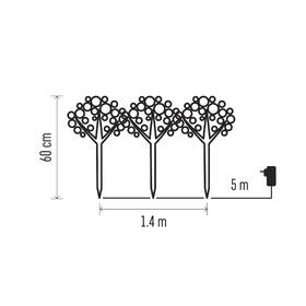 LED dekorace EMOS 192 LED zapichovací větvičky, 60 cm, venkovní i vnitřní, teplá bílá, časovač 
