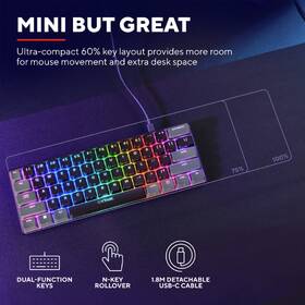 Klávesnice Trust GXT 867 Acira 60 Mini, US layout černá barva
