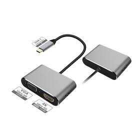 Redukce PLATINET USB-C/HDMI, VGA šedá barva
