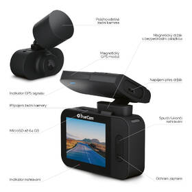 Autokamera TrueCam M7 GPS Dual (s hlášením radarů) černá barva
