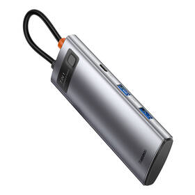  Baseus Metal Gleam Series 7v1 HUB USB-C (USB-C PD 100W, USB-C, 2x USB 3.0, HDMI, SD/TF port) šedá barva
