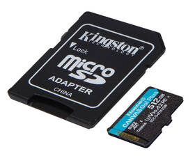 Paměťová karta Kingston MicroSDXC 512GB U3 UHS-I (200R/160W) + adaptér 

