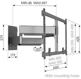 Držák TV Vogel’s TVM 5855 XXL pro úhlopříčky 55" až 100", nosnost 75 kg černá barva
