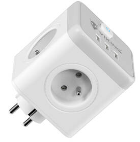 Rozbočovací zásuvka Viking ACT43S, 4× zásuvka 230V, 3× USB bílá barva
