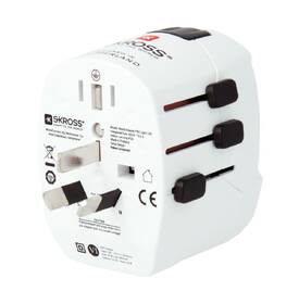 Cestovní adaptér SKROSS pro celý svět, USB/USB-C 45W bílá barva
