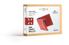Peněženka FIXED Wallet pro AirTag z pravé hovězí kůže červená barva
