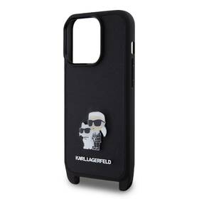 Kryt na mobil Karl Lagerfeld Saffiano Crossbody Metal Karl and Choupette na Apple iPhone 15 Pro černá barva
