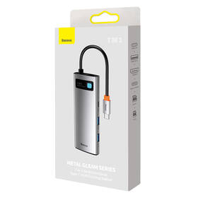  Baseus Metal Gleam Series 7v1 HUB USB-C (USB-C PD 100W, USB-C, 2x USB 3.0, HDMI, SD/TF port) šedá barva
