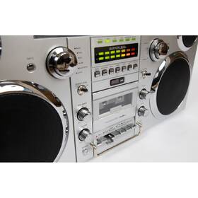 Radiomagnetofon s DAB+/CD GPO Brooklyn stříbrná barva
