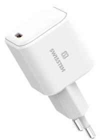 Nabíječka do sítě Swissten GaN, 1x USB-C, 45 W, PD bílá barva
