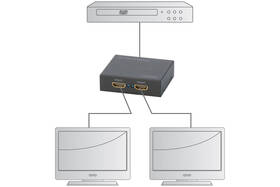 HDMI rozbočovač Digitus 1x2, podpora 4K černá barva
