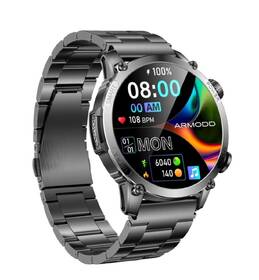 Chytré hodinky ARMODD Silentwatch 7 Pro GPS s kovovým řemínkem + silikonový řemínek černá barva
